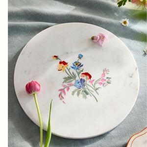 Anthropologie Bouquet Inlay Marble Serving Board NEW
